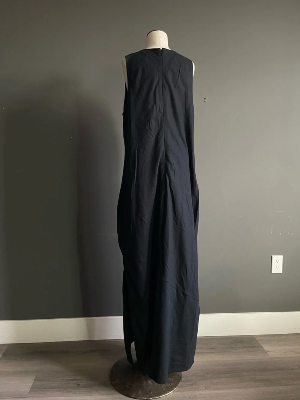 Abercrombie Linen Blend Maxi Dress Minimal Black Column Slip XL Tall NWT Capsule
